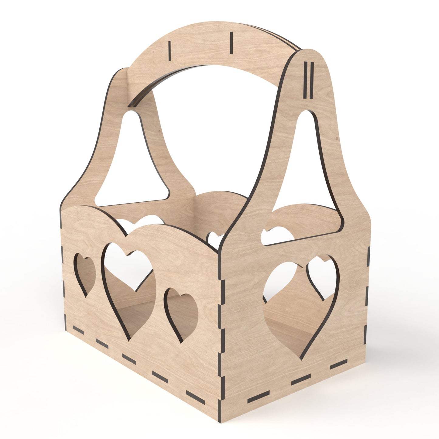 A flower basket / storage basket made from our laser cutting files and available for digital download. Ideal for wedding flower baskets, indoor plant stands, Father's Day beer carrier crates and more.