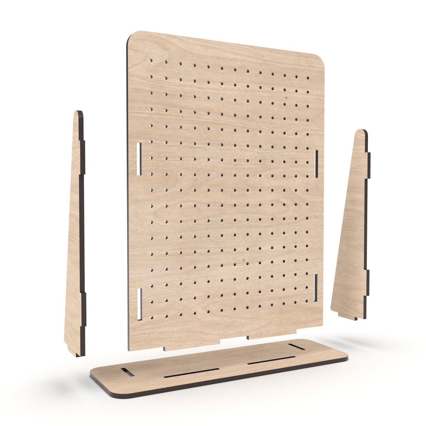 Exploded view of our earring stands made from our laser cutting files and available for digital download. Ideal for organizing and beautifully showcasing your earrings.