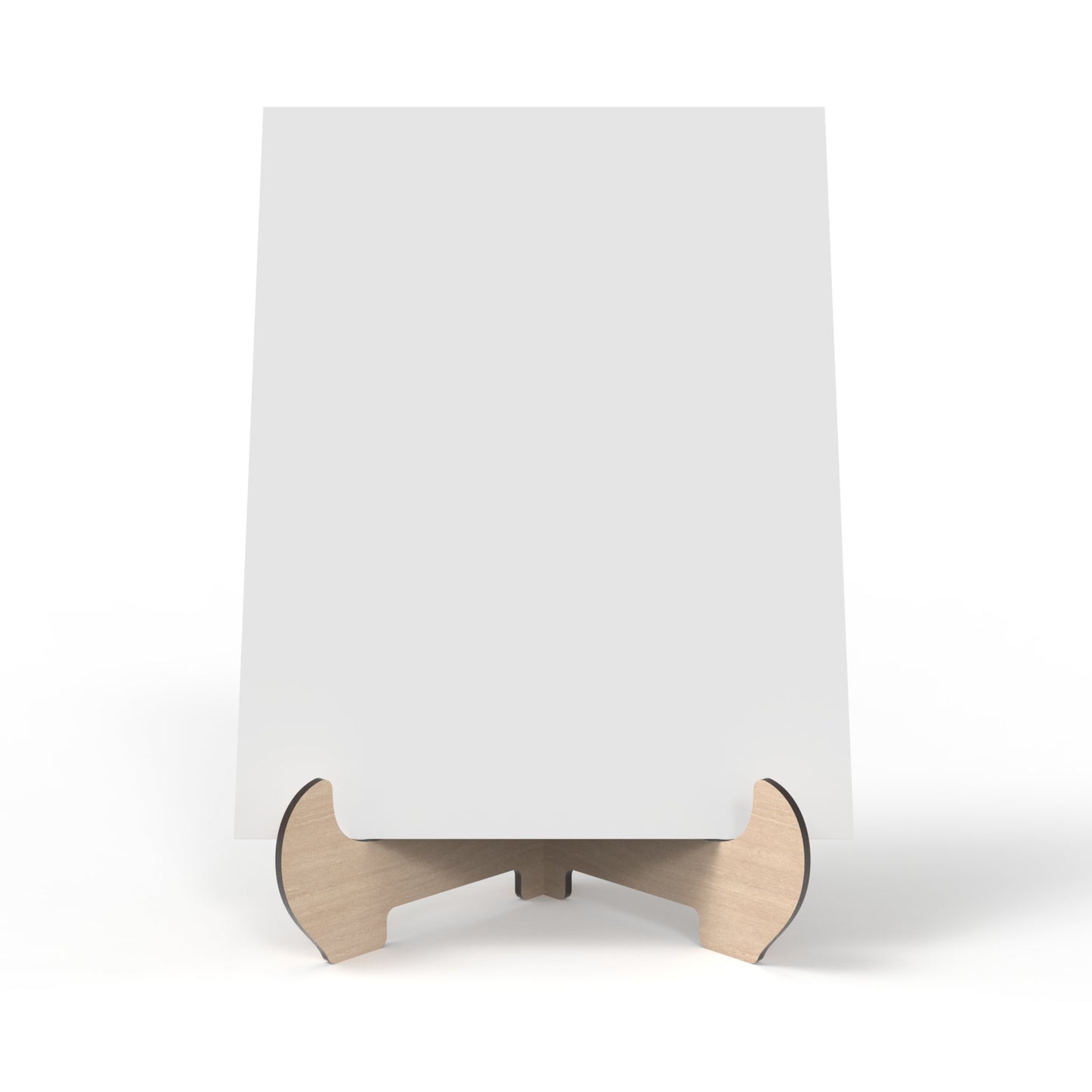 An easel display stand made from our laser cutting files and available for digital download. Ideal for showcasing signs, pictures, products, and more with both visual appeal and practicality.