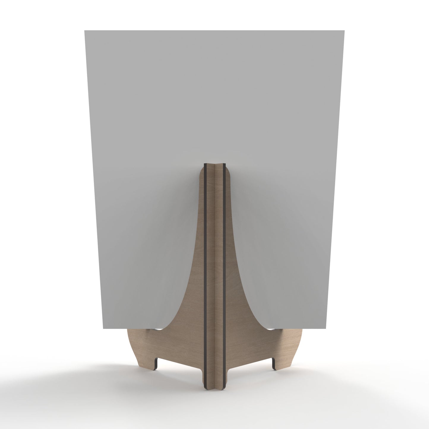 An easel display stand made from our laser cutting files and available for digital download. Ideal for showcasing signs, pictures, products, and more with both visual appeal and practicality.
