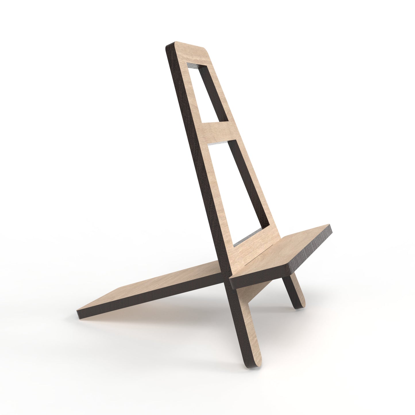 An easel display stand made from our laser cutting files and available for digital download. Sizes range from small 12cm to large 30cm, perfect for showcasing signs, pictures, products, and more with visual appeal and practicality.