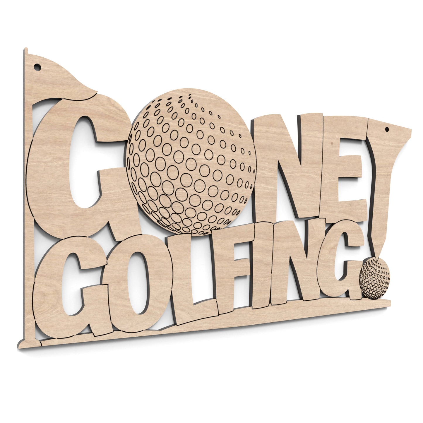 Gone Golfing sign made from our laser cutting files and available for digital download. Adds charm and humour to any golf themed space at home, in the man cave, at golf clubs, and more!