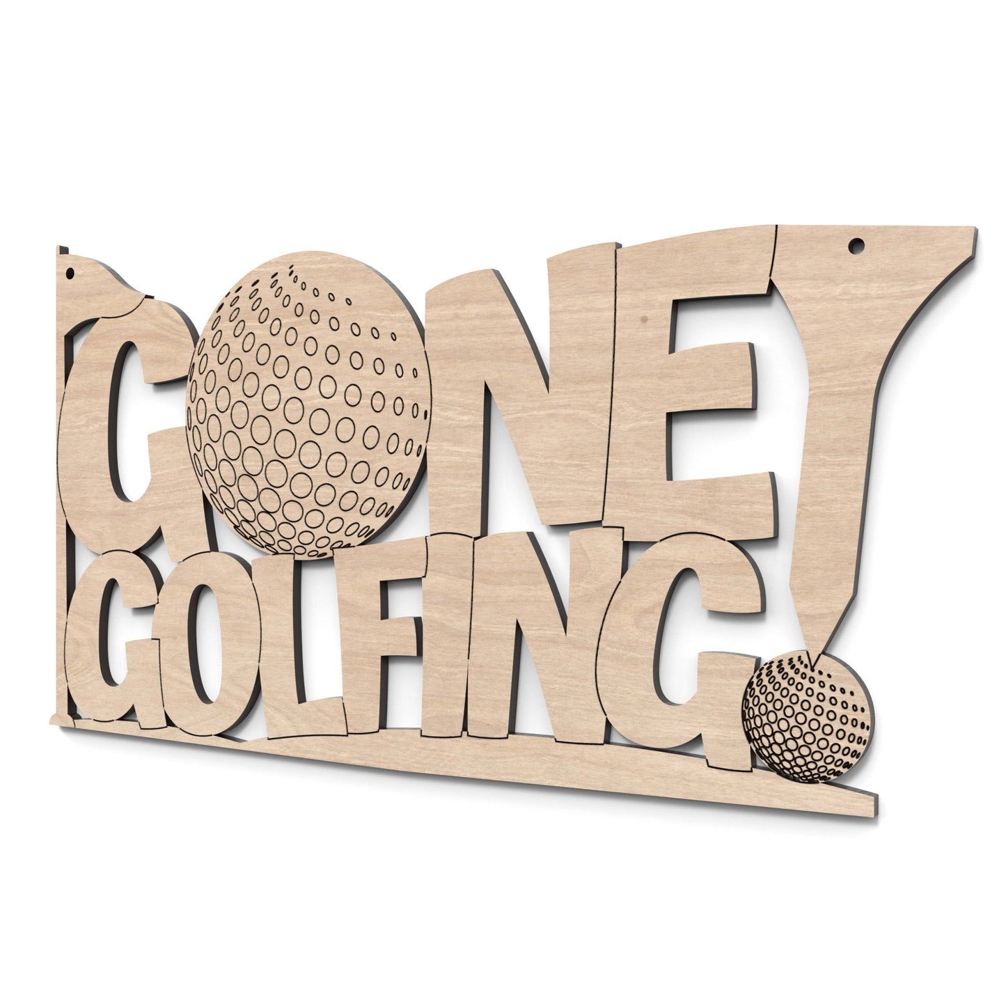 Gone Golfing sign made from our laser cutting files and available for digital download. Adds charm and humour to any golf themed space at home, in the man cave, at golf clubs, and more!