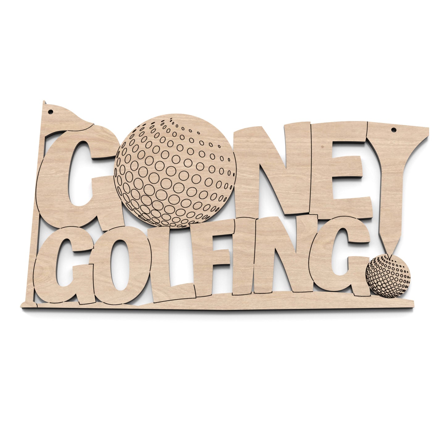 Gone Golfing sign made from our laser cutting files and available for digital download. Adds charm and humour to any golf themed space at home, in the man cave, at golf clubs, and more!