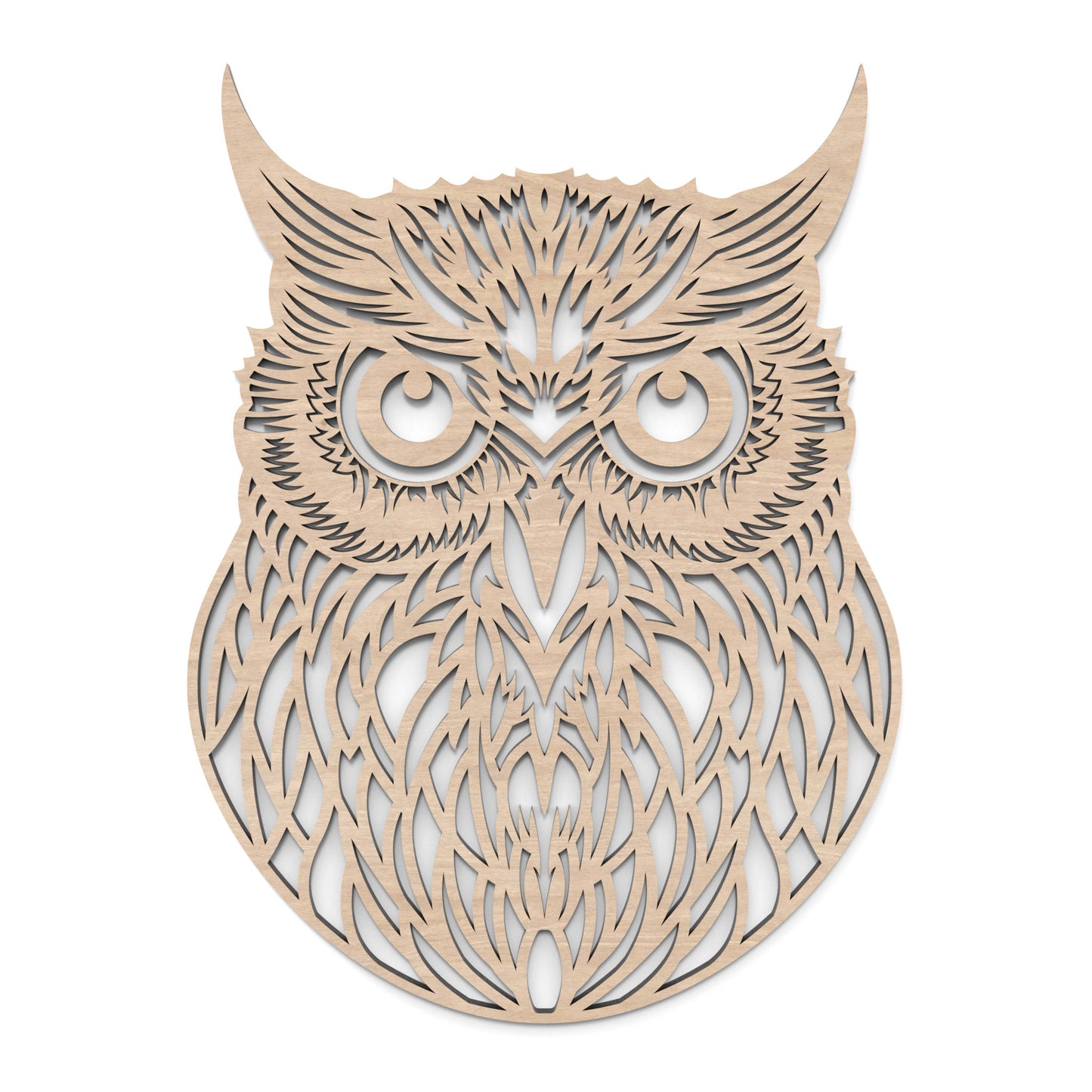 Owl Wall Art made from our laser cutting files and available for digital download. Perfect for modern wall décor, forest-themed creations, owl arts and crafts, unique owl house projects and more!