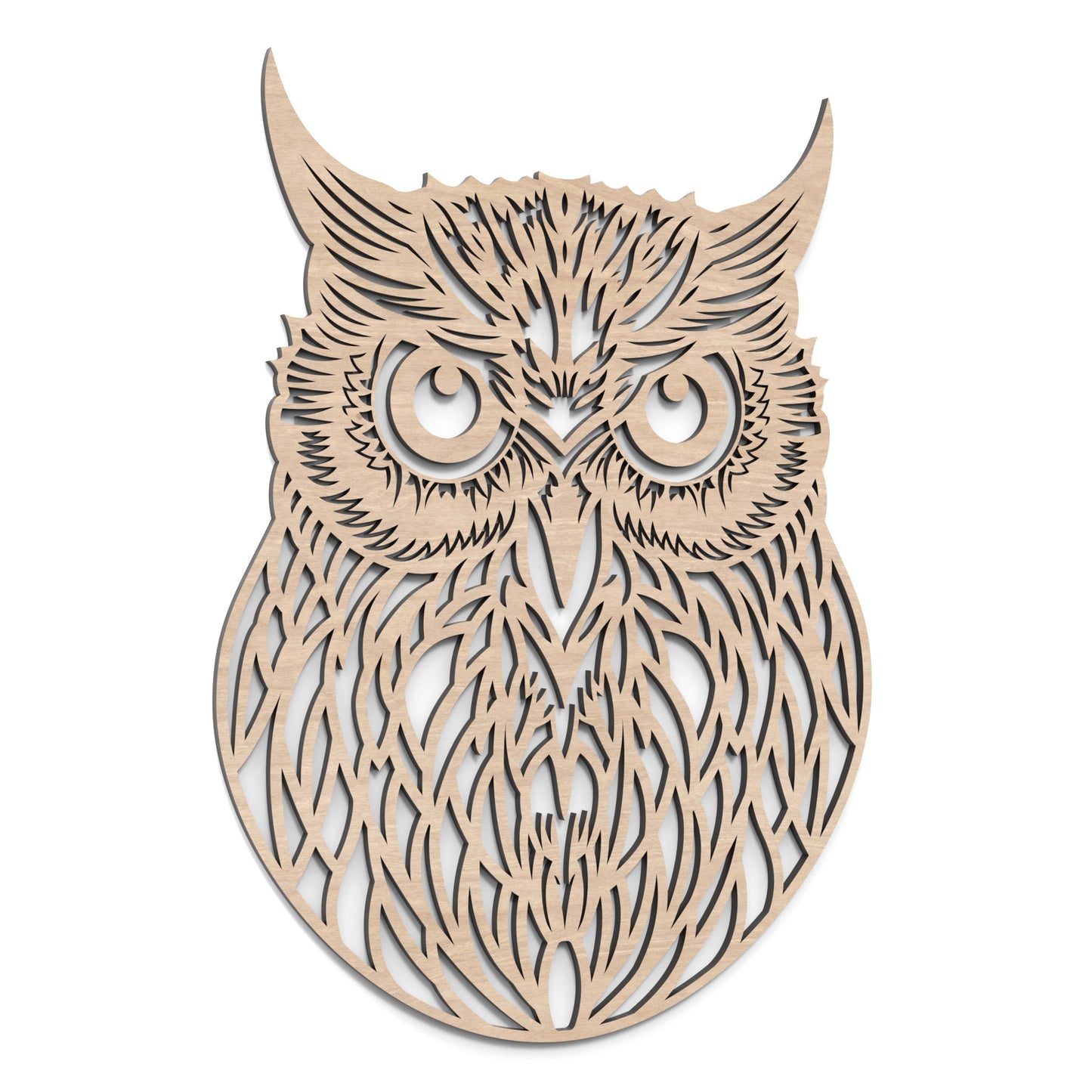 Owl Wall Art made from our laser cutting files and available for digital download. Perfect for modern wall décor, forest-themed creations, owl arts and crafts, unique owl house projects and more!