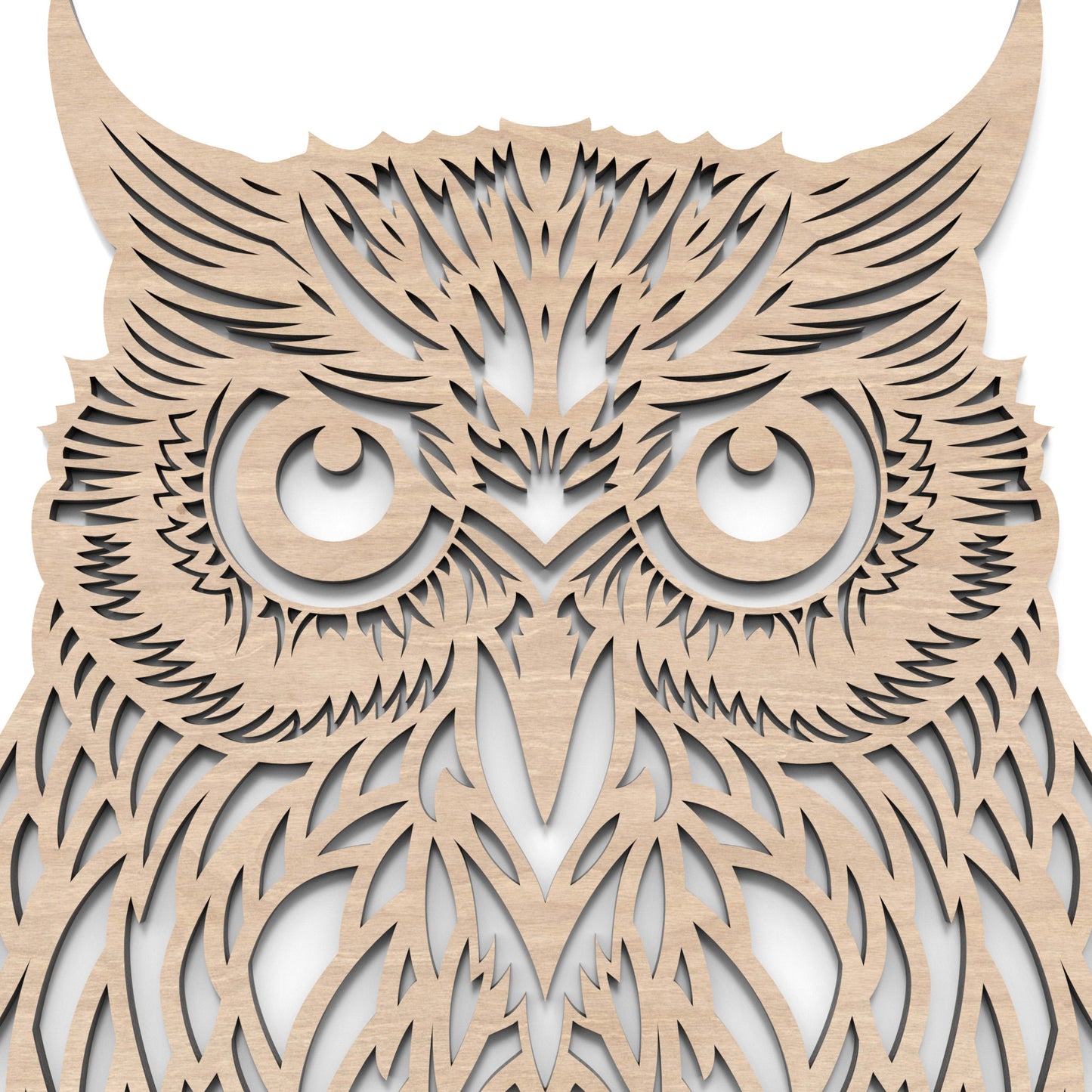 Owl Wall Art made from our laser cutting files and available for digital download. Perfect for modern wall décor, forest-themed creations, owl arts and crafts, unique owl house projects and more!