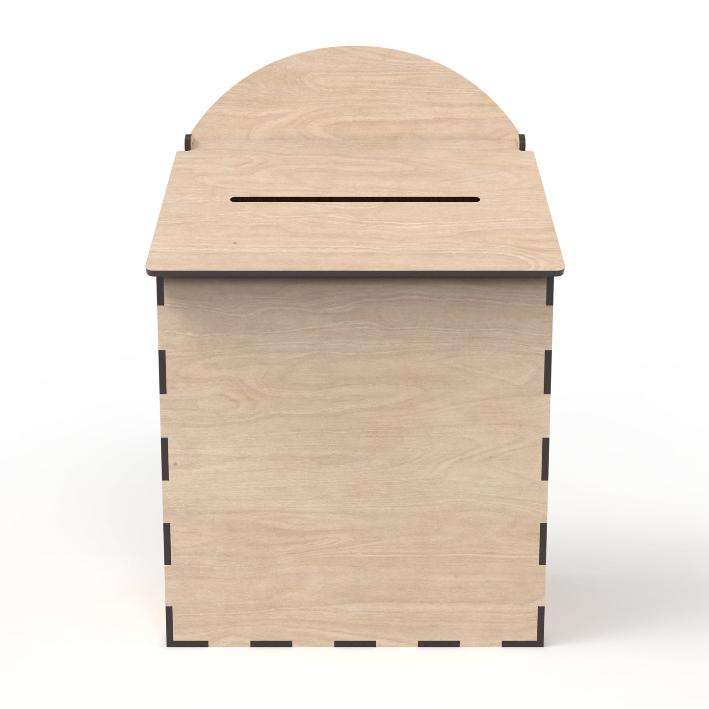 Post box with hinged top made from our laser cutting files and available for digital download. Ideal for a Letters to Santa mailbox, birthday cards, and wedding card boxes.
