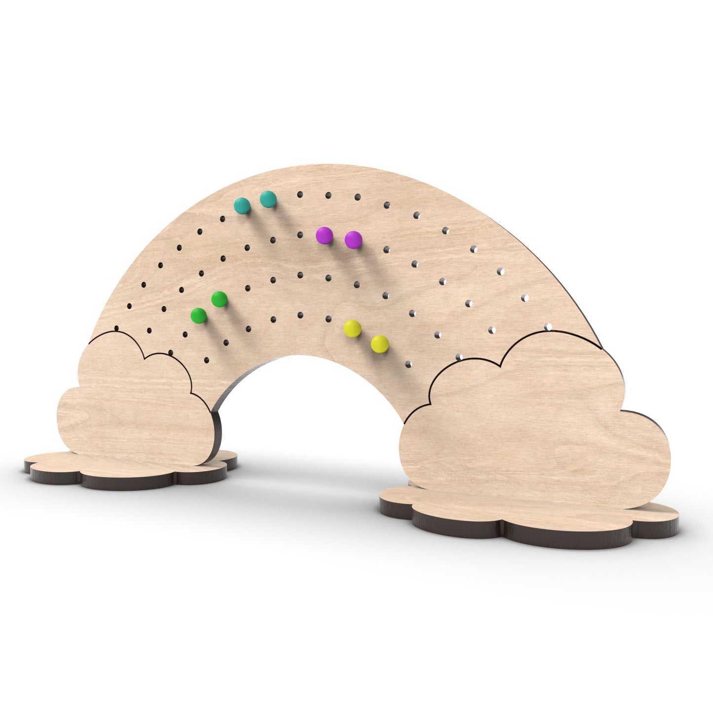 A rainbow earring stand made from our laser cutting files and available as a digital download