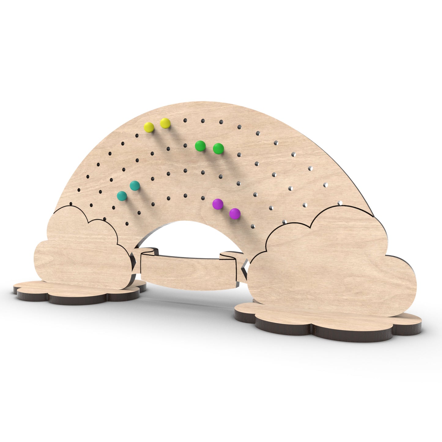 A rainbow earring stand made from our laser cutting files and available as a digital download