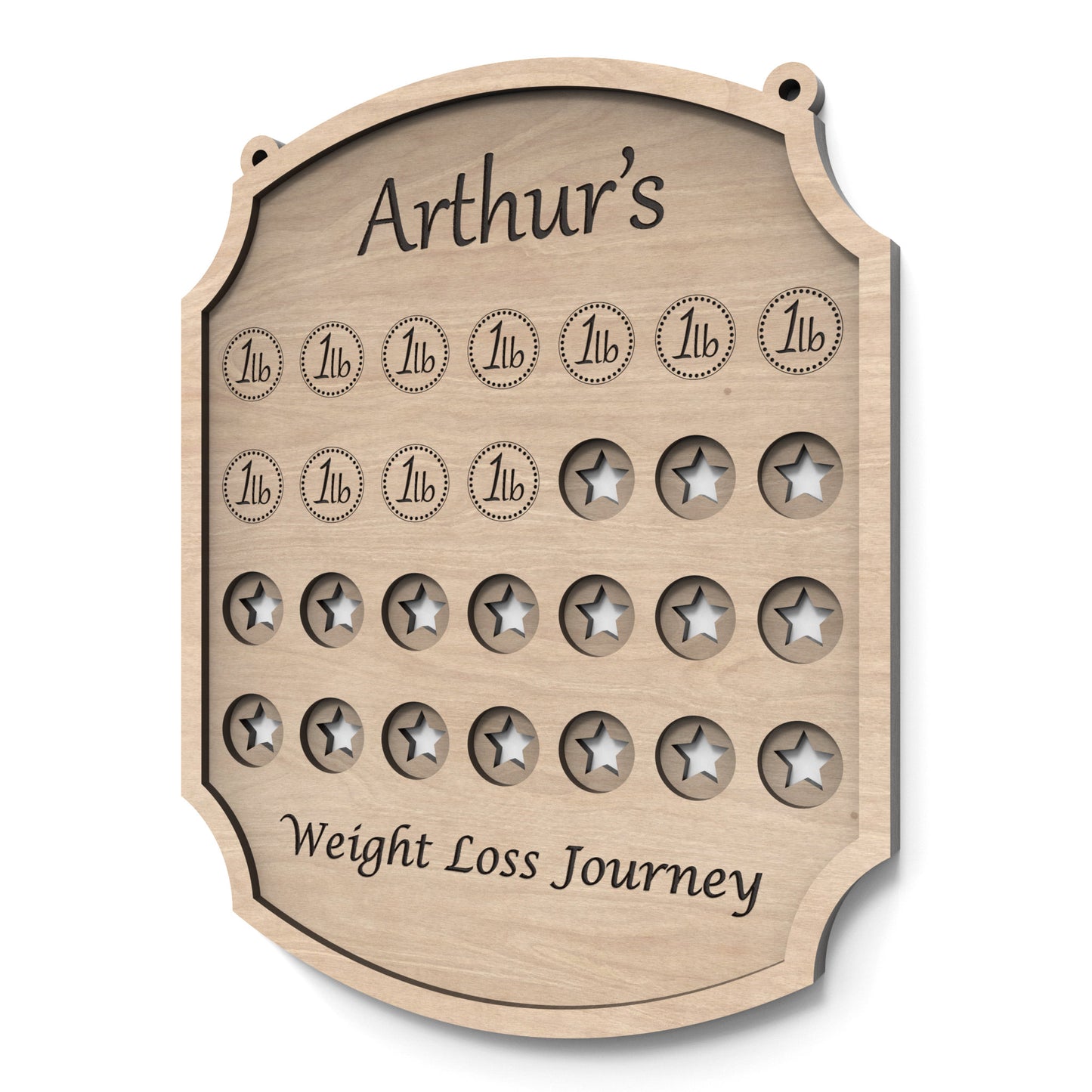 A 2 stone weight loss tracker chart made from our laser cutting files and available for digital download. Helping you celebrate every milestone on your journey to a healthier you.