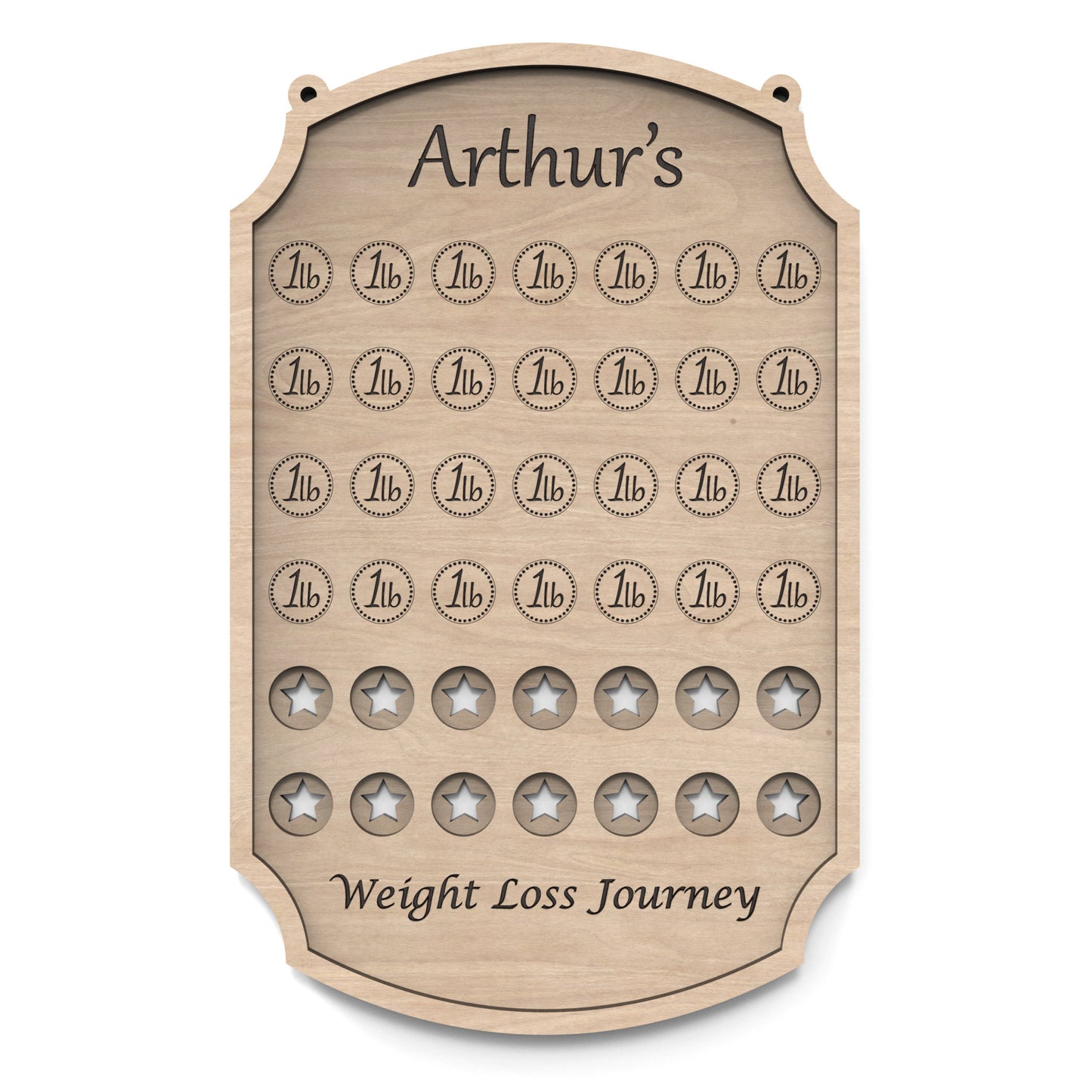 A 3 stone weight loss tracker chart made from our laser cutting files and available for digital download. Helping you celebrate every milestone on your journey to a healthier you.