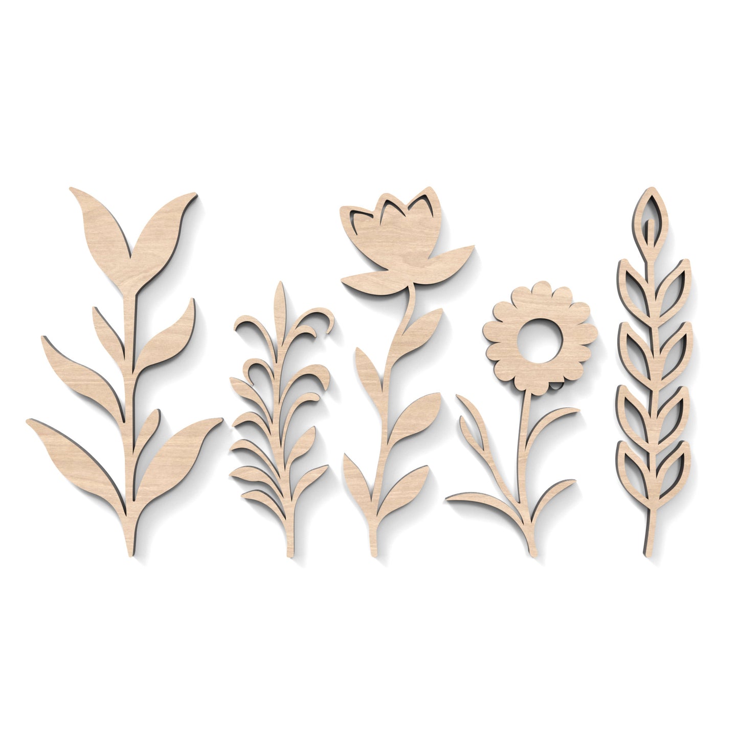 5 wildflowers made from our laser cutting files, available as a digital download. Each flower ranges from 15cm to 20cm high.