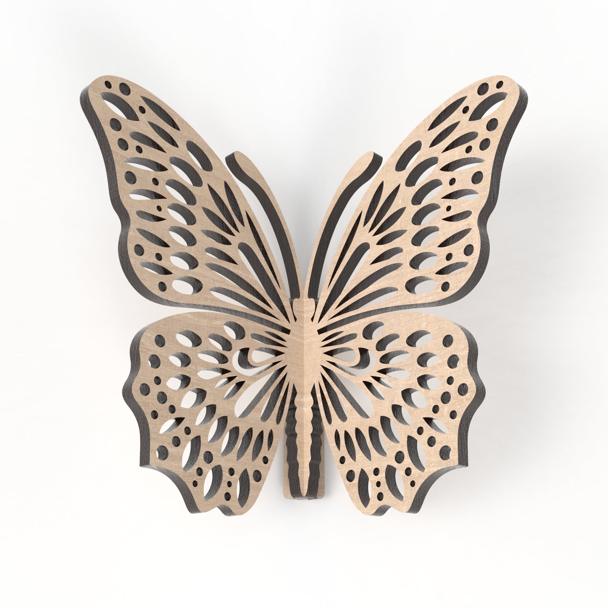 A slot together 3D butterfly made from our laser cutting files and available for digital download. Available in 3 sizes: 10cm, 15cm, and 20cm wide.