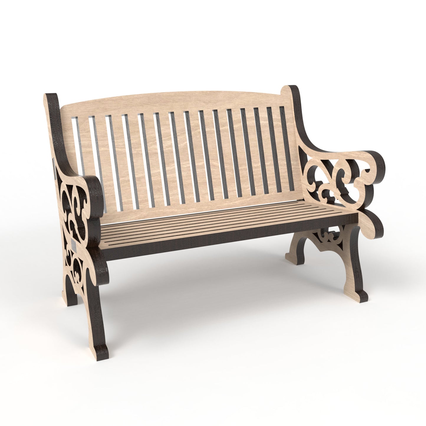 A Memorial bench made from our laser cutting files and available for digital download. Create heartfelt memorials with these exquisite 3D models, perfect for 'save a chair' tributes and Christmas in Heaven displays, honouring the memory of loved ones.