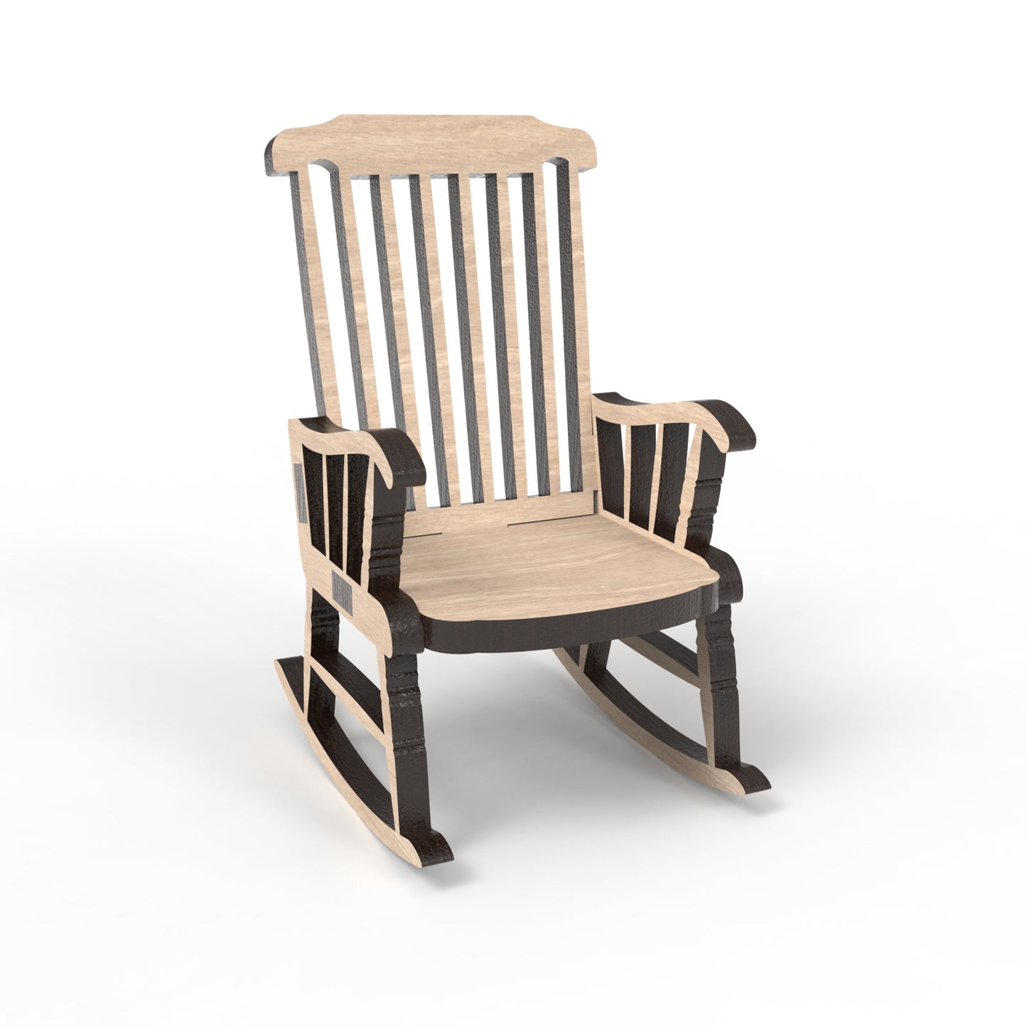 A Memorial rocking chair made from our laser cutting files and available for digital download. Create heartfelt memorials with these exquisite 3D models, perfect for 'save a chair' tributes and Christmas in Heaven displays, honouring the memory of loved ones.