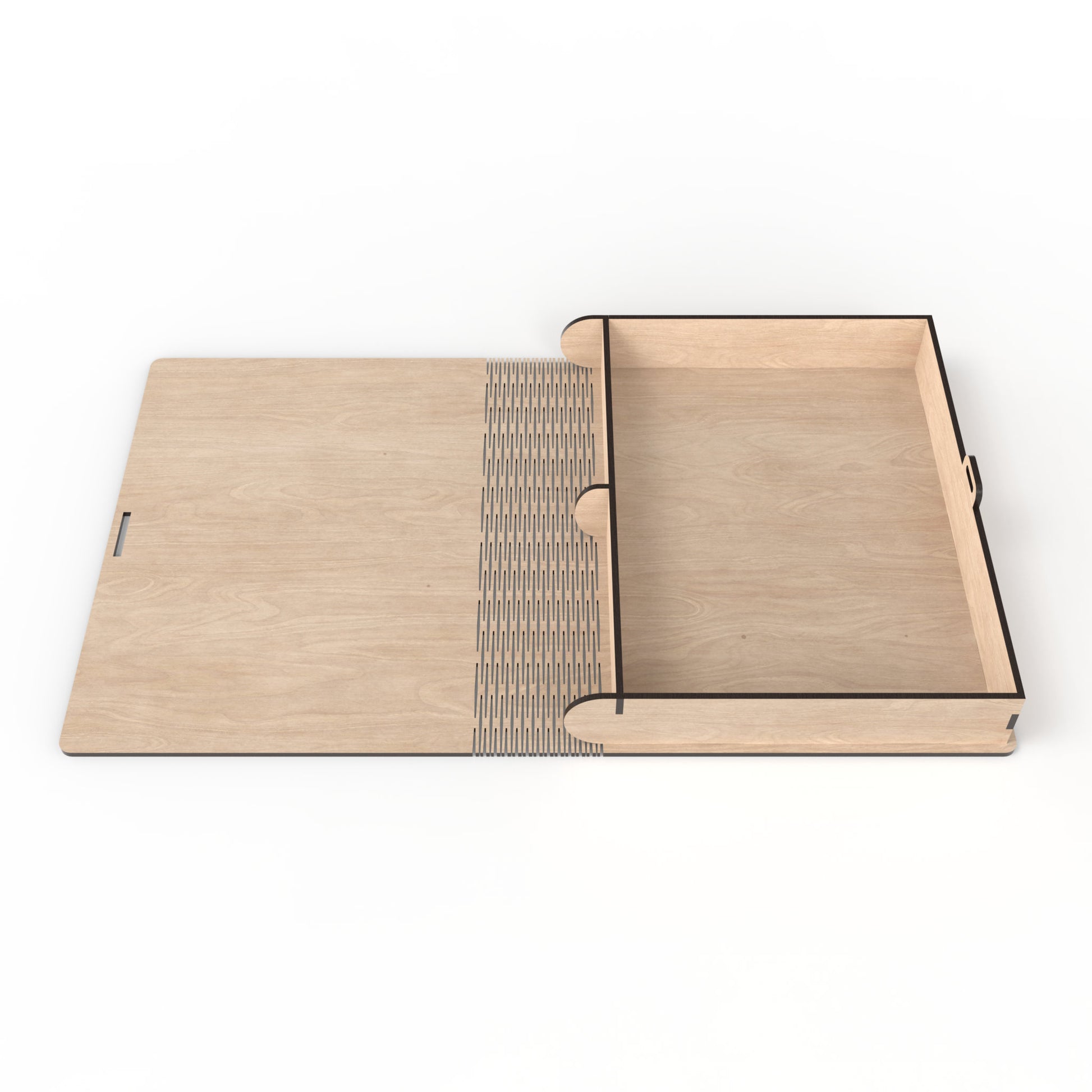 A wooden book box made from our laser cutting files and available for digital download. Designed for organizing and storing A5 and A4 paperwork and items.