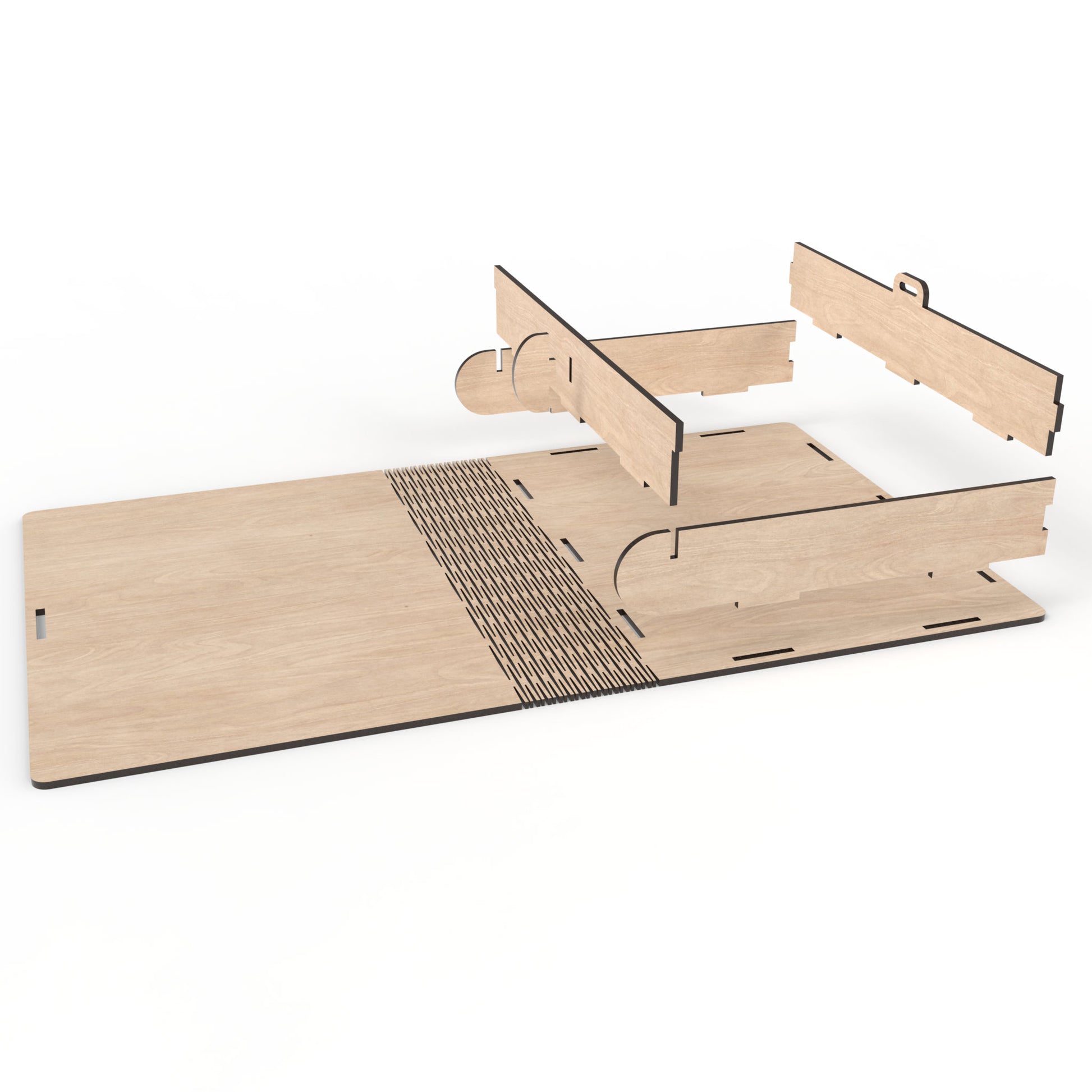 An exploded view of our wooden book box made from our laser cutting files and available for digital download. Designed for organizing and storing A5 and A4 paperwork and items.