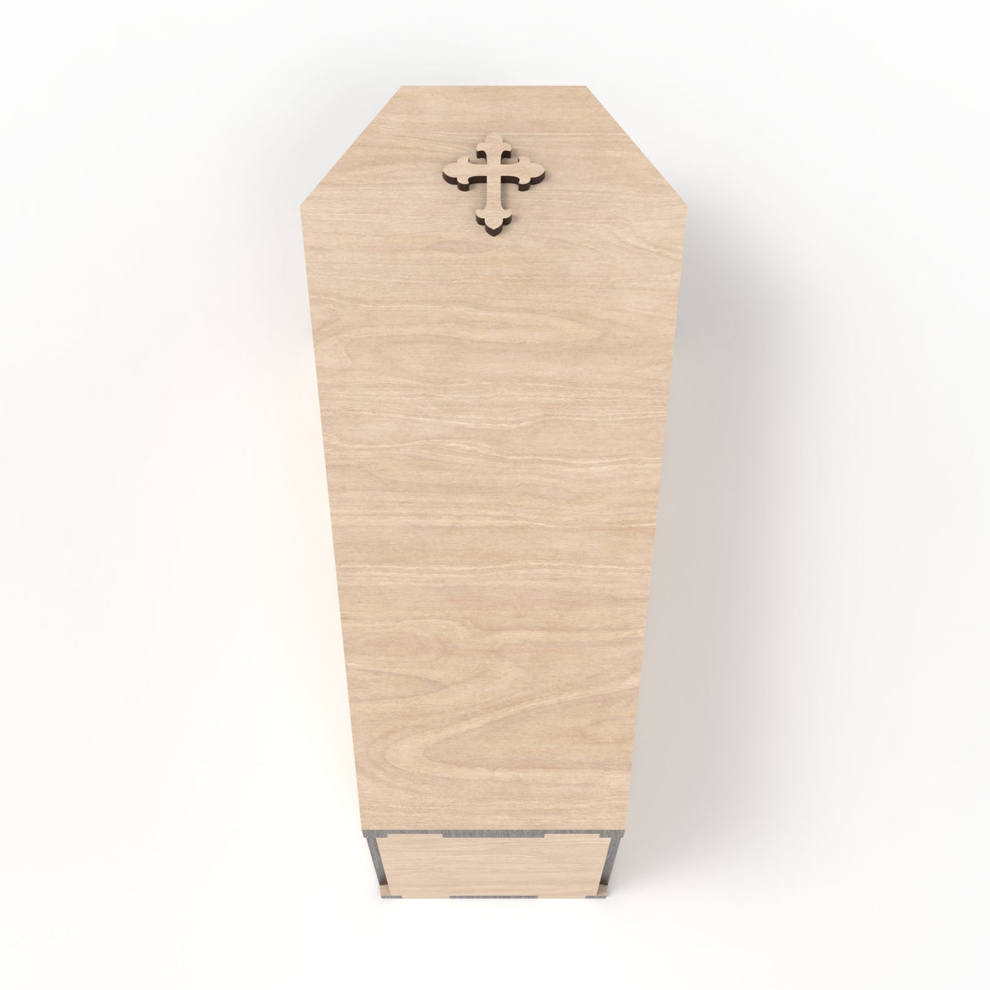 Coffin Box Kit made from our laser cutting files and available for digital download. Measures approximately 30cm in length, 14.5cm in width, and 8cm in depth. Suitable for various uses, including a coffin ring box, stash box, or memory box.