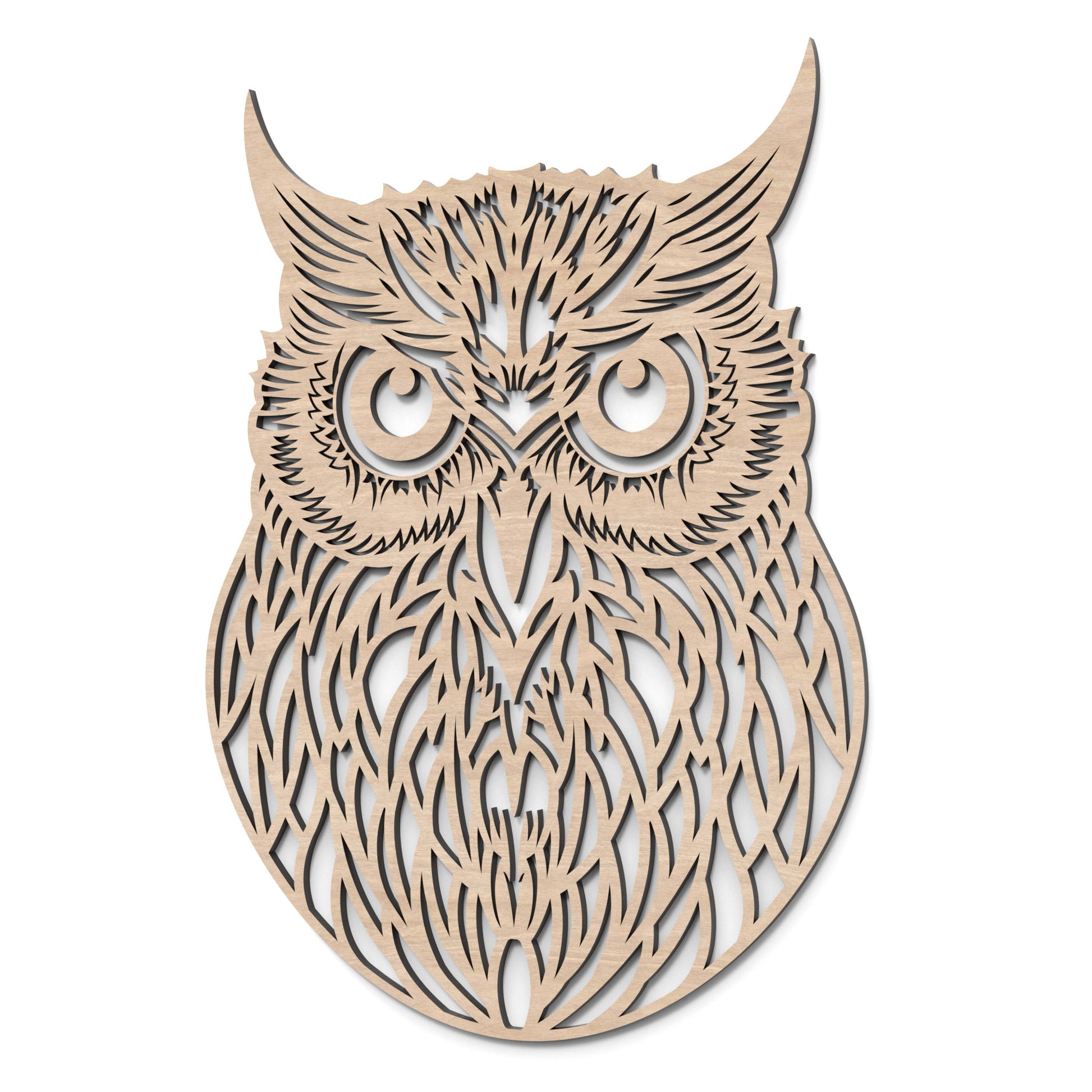 Owl Wall Art made from our laser cutting files and available for digital download. Perfect for modern wall décor, forest-themed creations, owl arts and crafts, unique owl house projects and more!