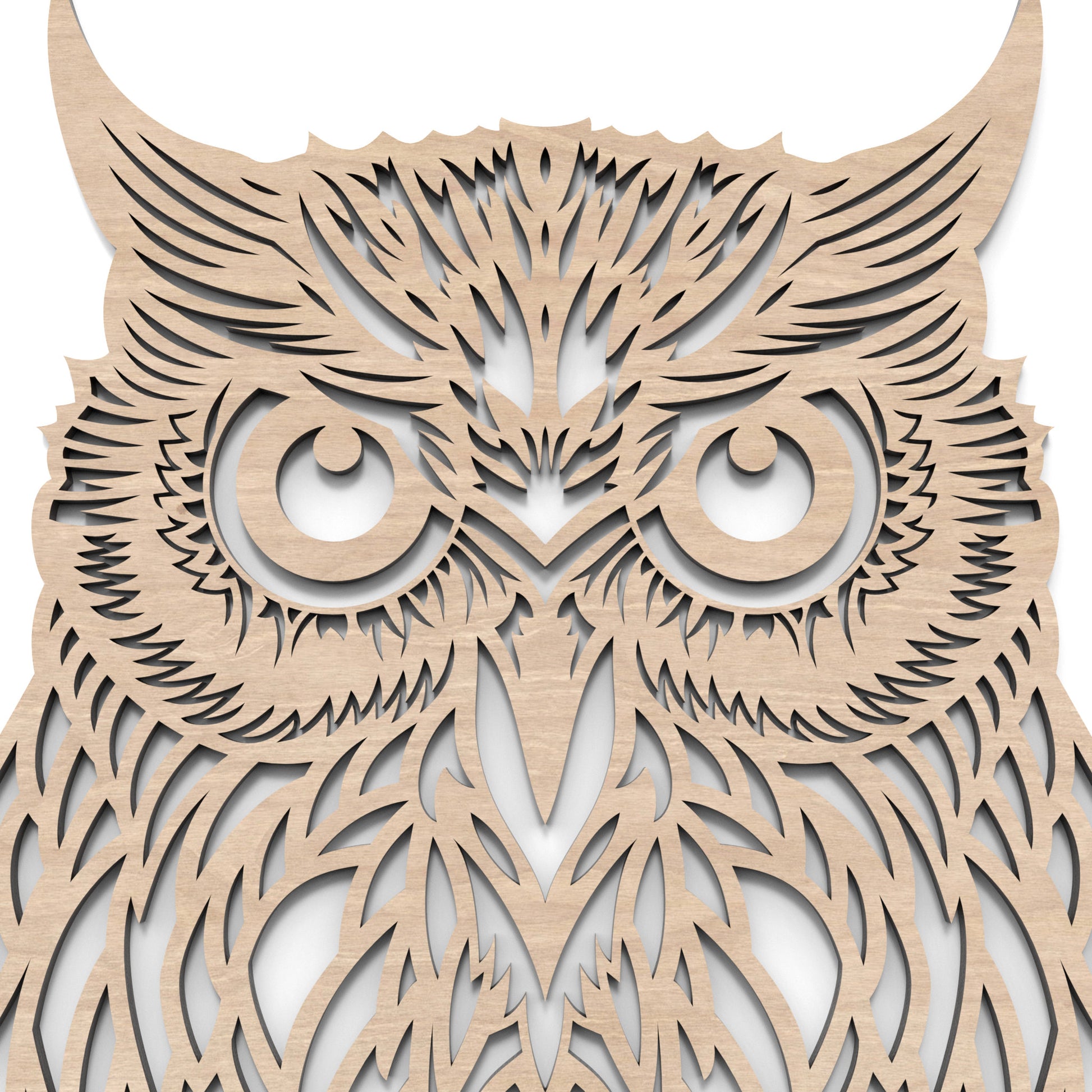 Owl Wall Art made from our laser cutting files and available for digital download. Perfect for modern wall décor, forest-themed creations, owl arts and crafts, unique owl house projects and more!