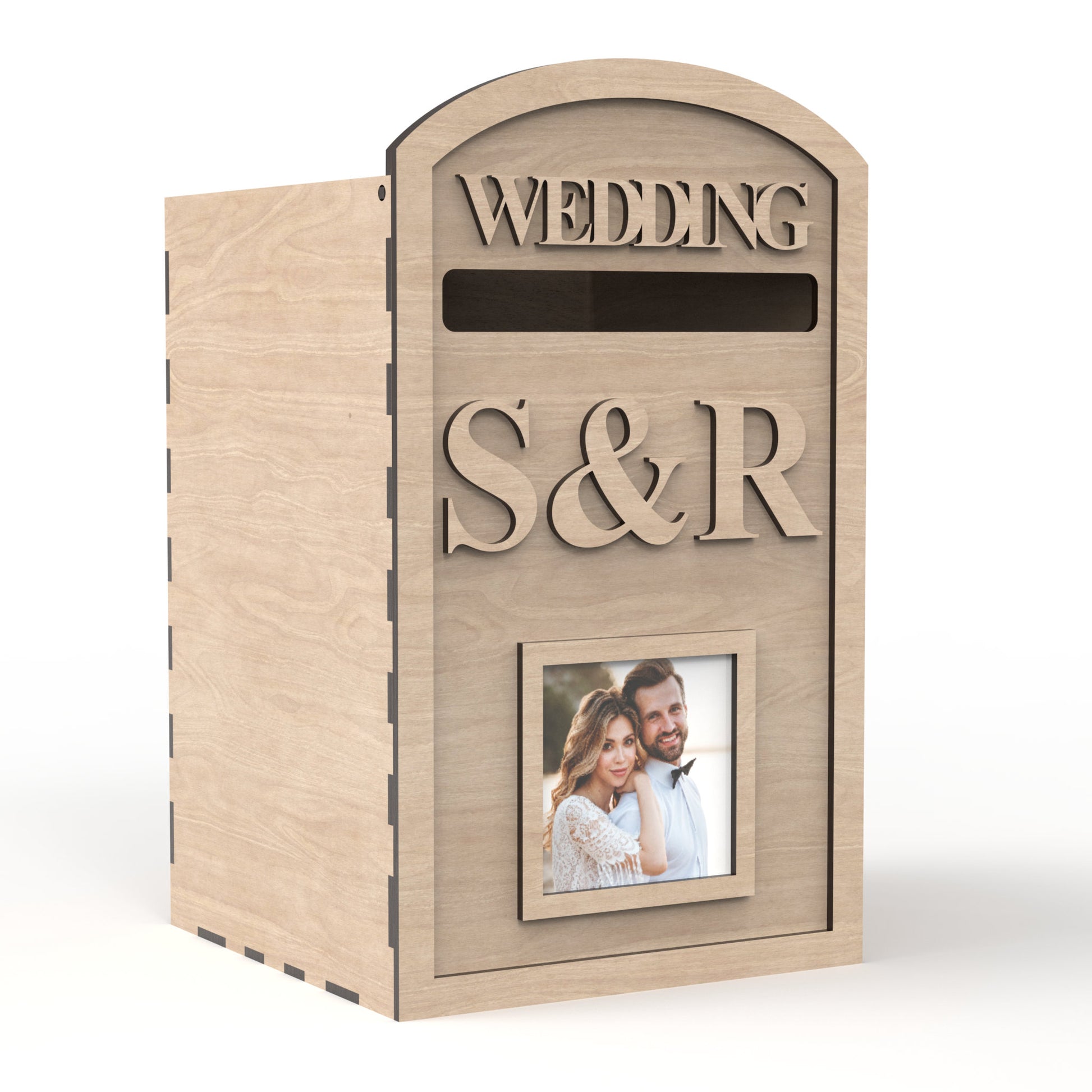 Birthday, Events & Wedding Card Post Box made from our laser cutting files and available for digital download. Ideal for weddings, birthdays, Christmas, and corporate gatherings, these versatile post boxes suit any occasion.