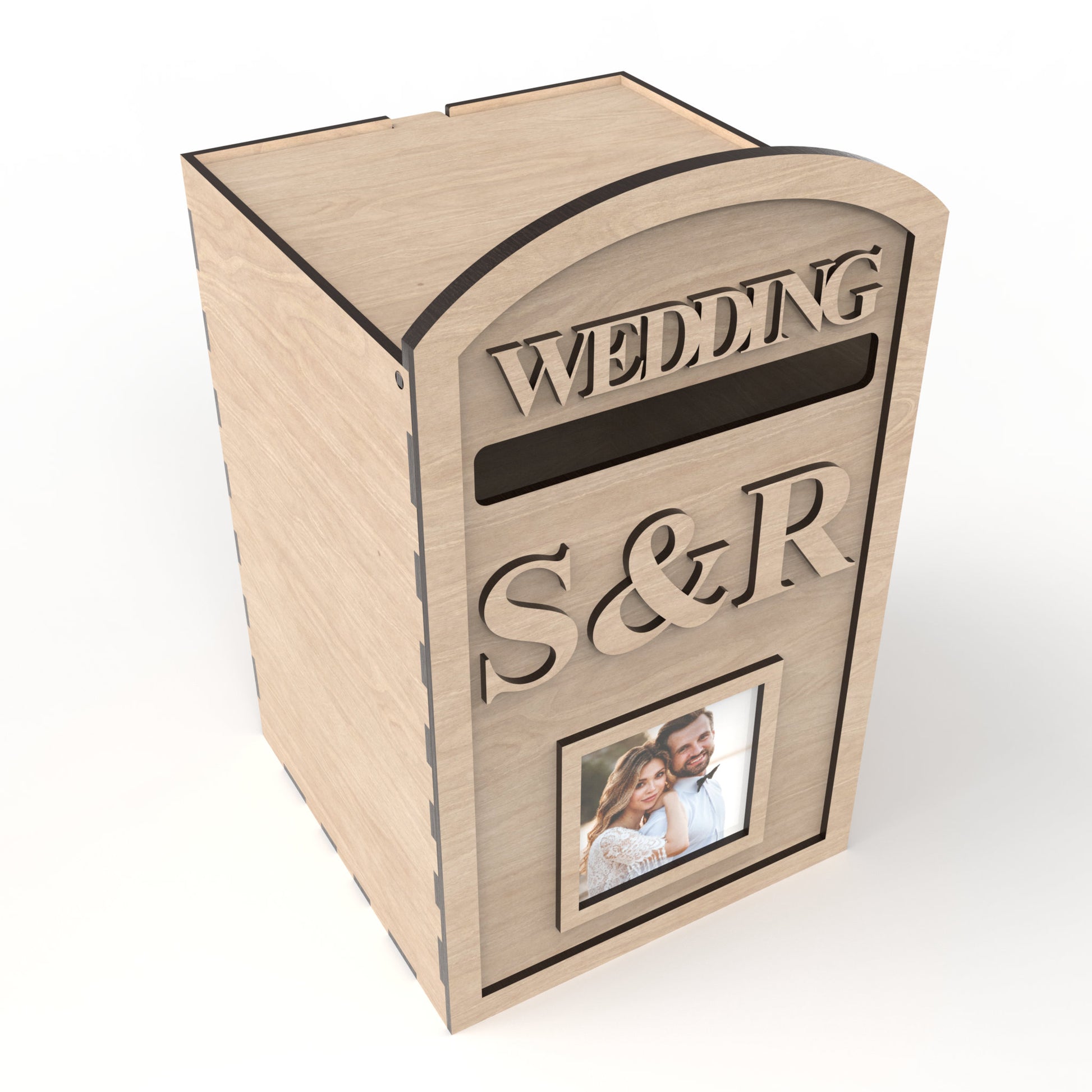 Birthday, Events & Wedding Card Post Box made from our laser cutting files and available for digital download. Ideal for weddings, birthdays, Christmas, and corporate gatherings, these versatile post boxes suit any occasion.