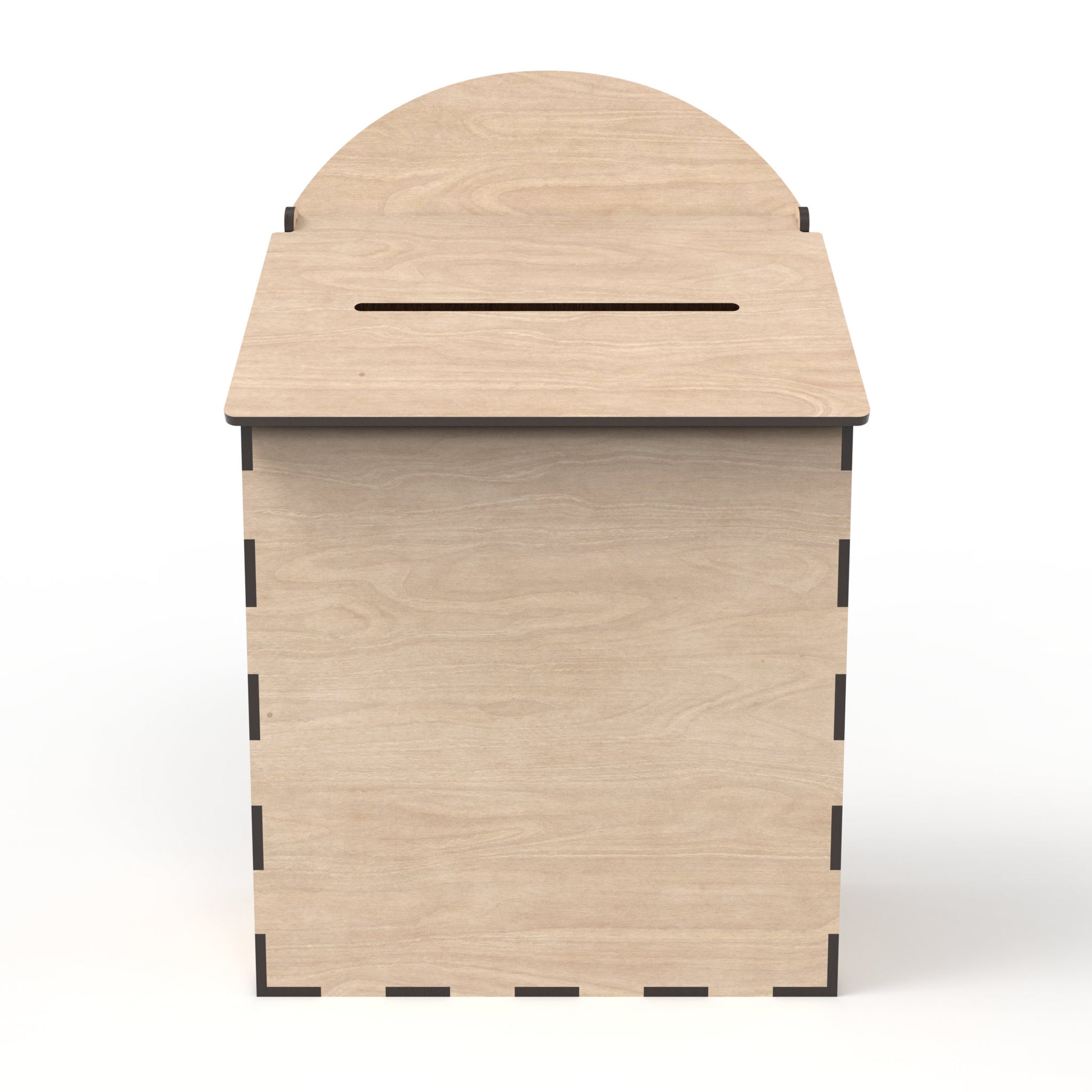 Post box with hinged top made from our laser cutting files and available for digital download. Ideal for a Letters to Santa mailbox, birthday cards, and wedding card boxes.