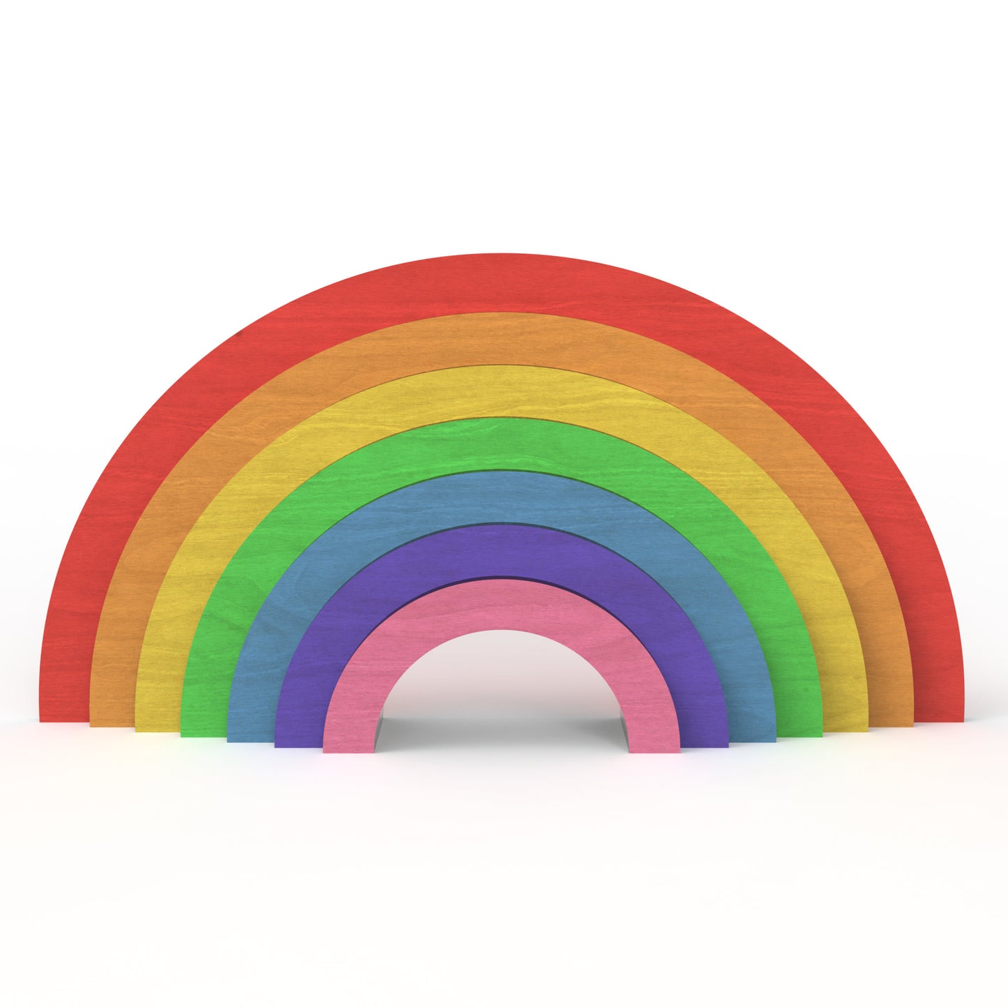 Freestanding 7 Layer Rainbow made from our laser cutting files and available for digital download. Features seven meticulously crafted layers, each representing a different colour of the rainbow.