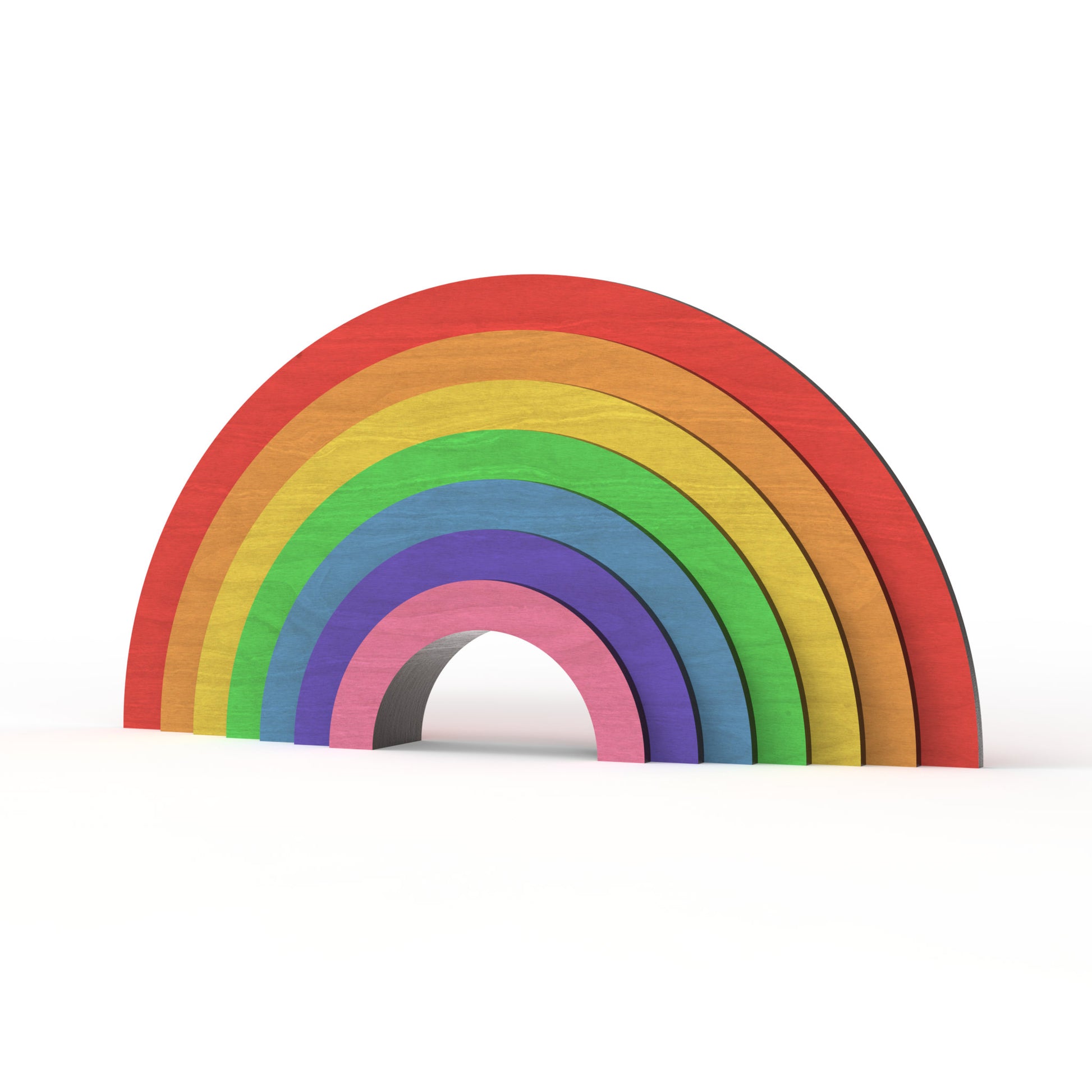 Freestanding 7 Layer Rainbow made from our laser cutting files and available for digital download. Features seven meticulously crafted layers, each representing a different colour of the rainbow.