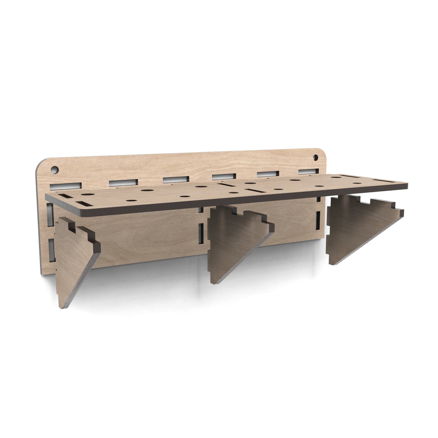 An exploded view of our Screwdriver Tool Holders made from our laser cutting files and available for digital download. Keep your tools within easy reach and your workspace organized with this versatile screwdriver storage bracket.