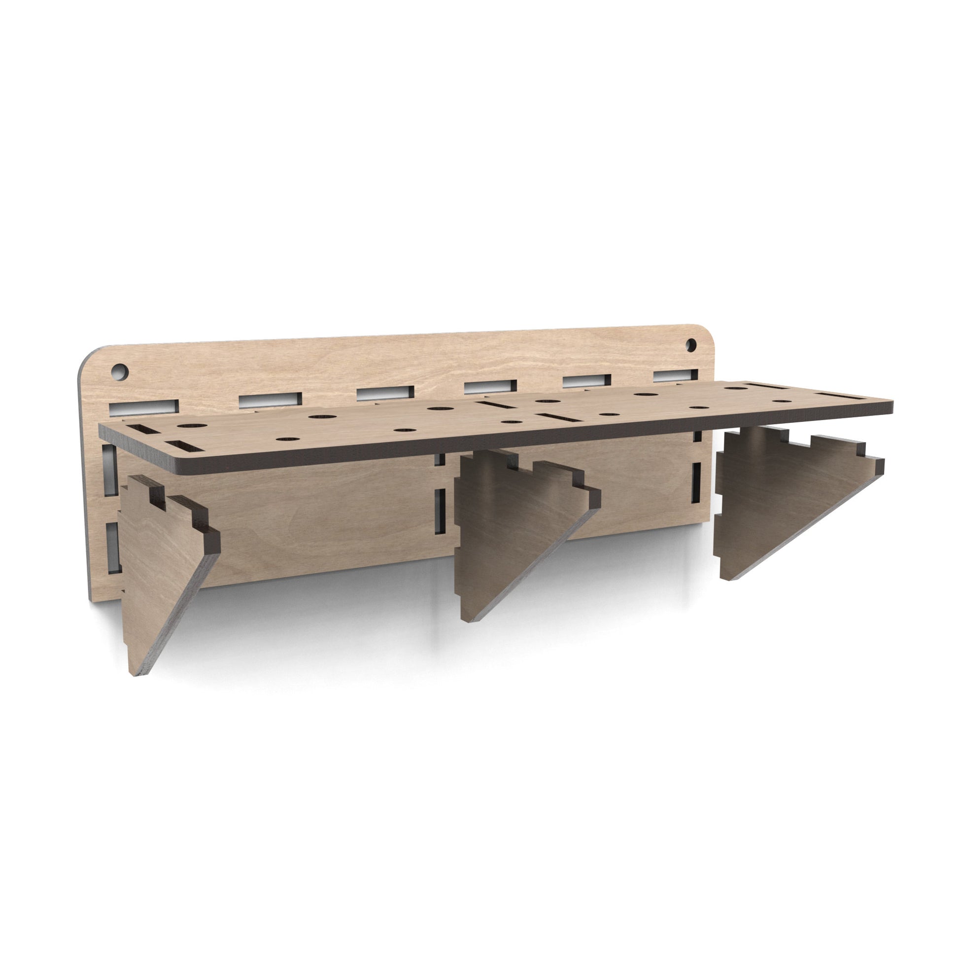 An exploded view of our Screwdriver Tool Holders made from our laser cutting files and available for digital download. Keep your tools within easy reach and your workspace organized with this versatile screwdriver storage bracket.