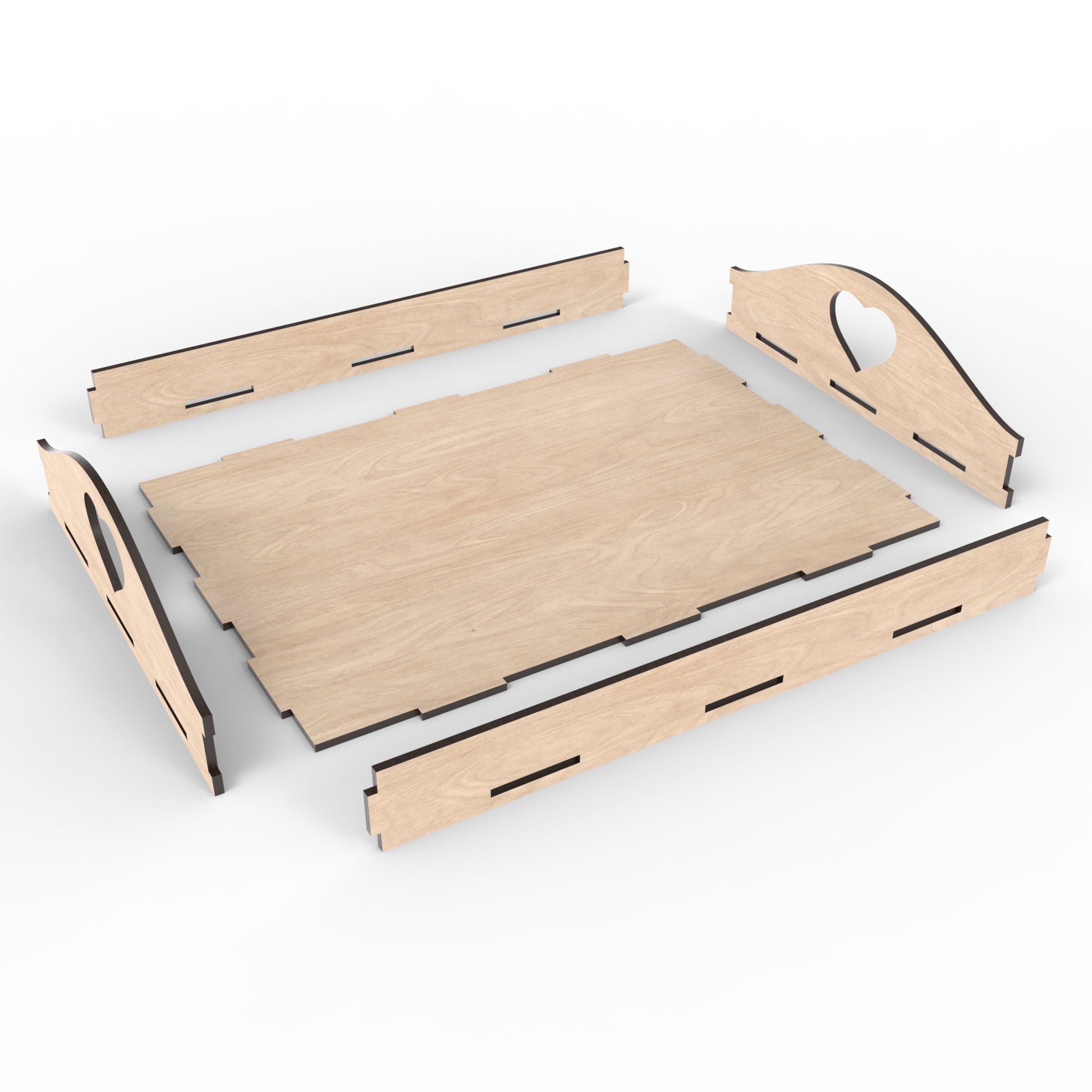 An exploded view of our serving trays made from our laser cutting files and available as a digital download. 