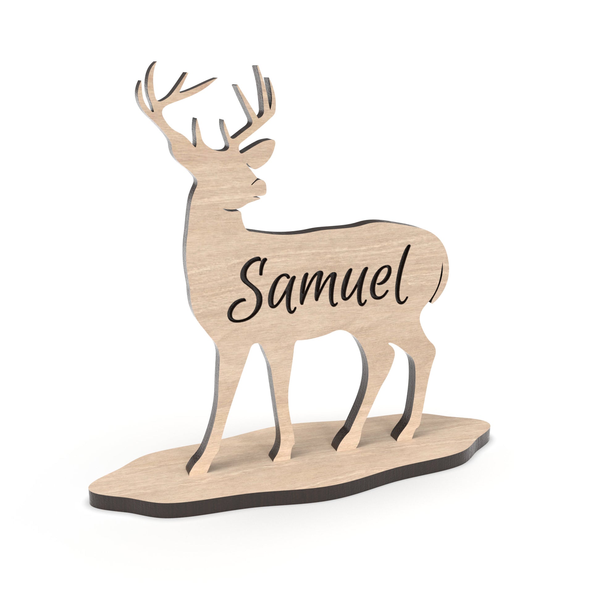 Stag / Reindeer table place setting names made from our laser cutting files and available for digital download. Personalized table place setting names to make every guest feel cherished during holiday festivities.