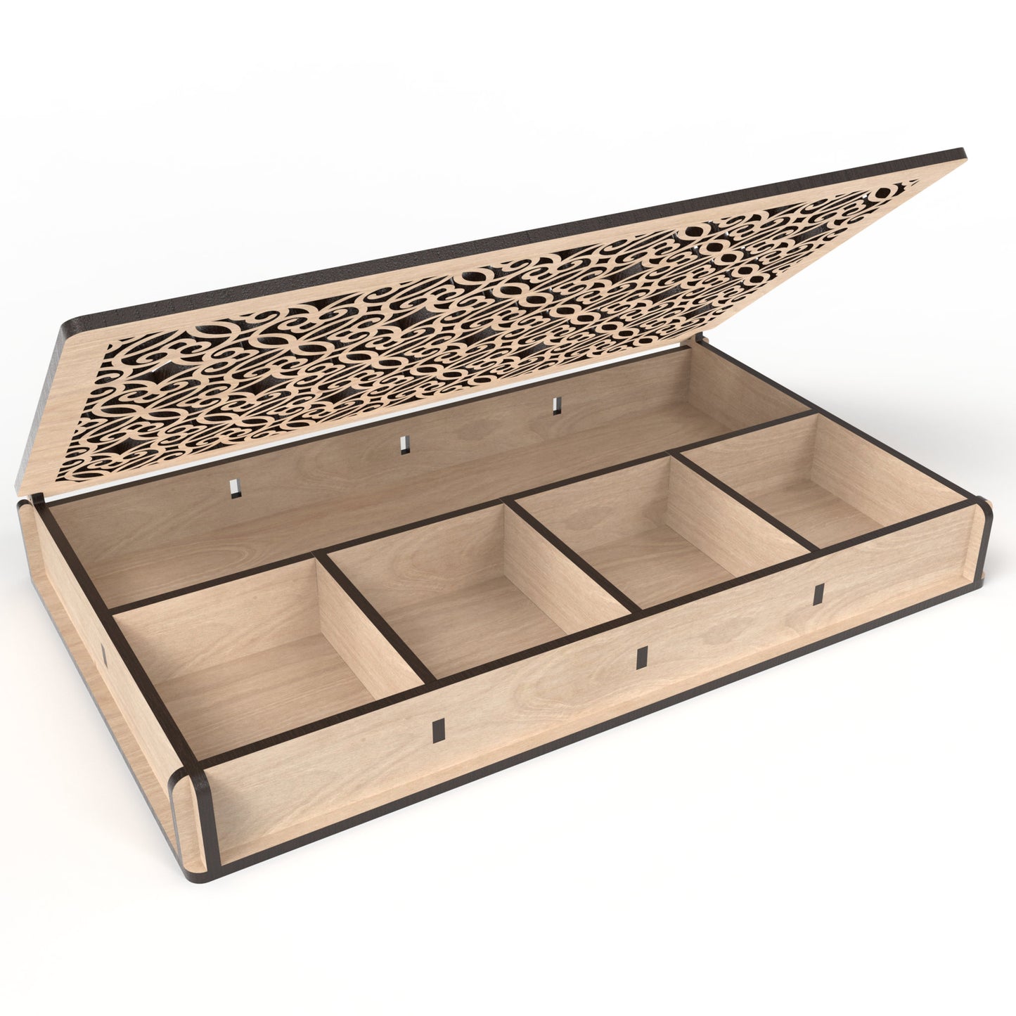 A Stash box made from our laser cutting files and available for digital download. Features a captivating lid design and ideal for use as a dice box, memory box, keepsake box, jewelry box, earring box, gift box, and more.