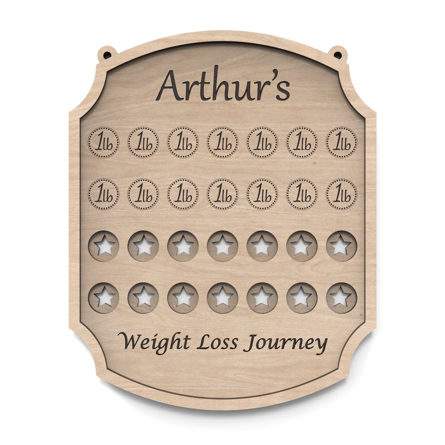 A 2 stone weight loss tracker chart made from our laser cutting files and available for digital download. Helping you celebrate every milestone on your journey to a healthier you.