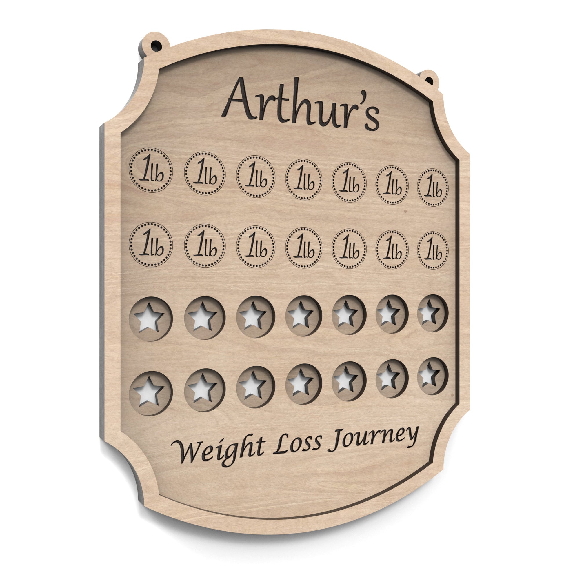 A 2 stone weight loss tracker chart made from our laser cutting files and available for digital download. Helping you celebrate every milestone on your journey to a healthier you.