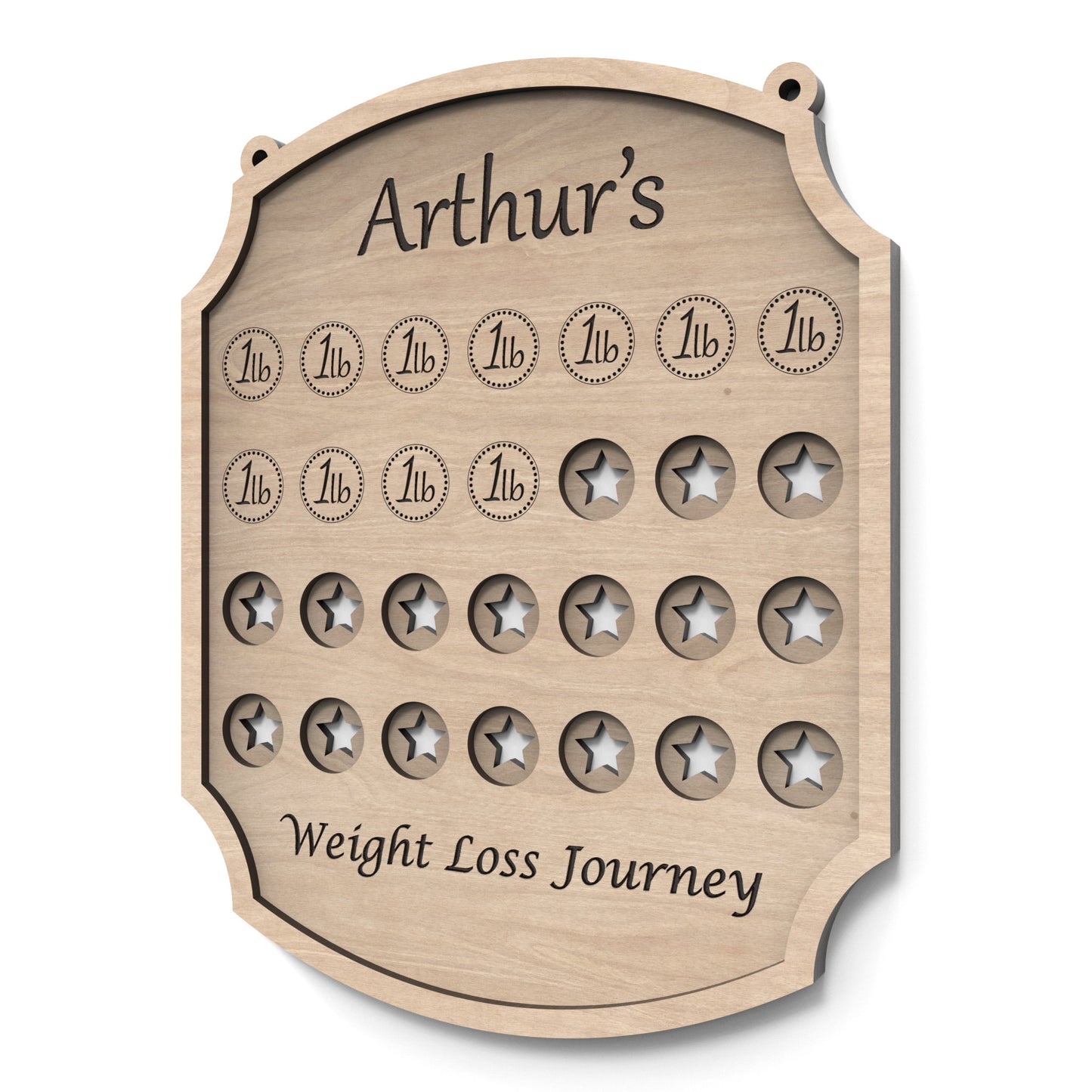 A 2 stone weight loss tracker chart made from our laser cutting files and available for digital download. Helping you celebrate every milestone on your journey to a healthier you.