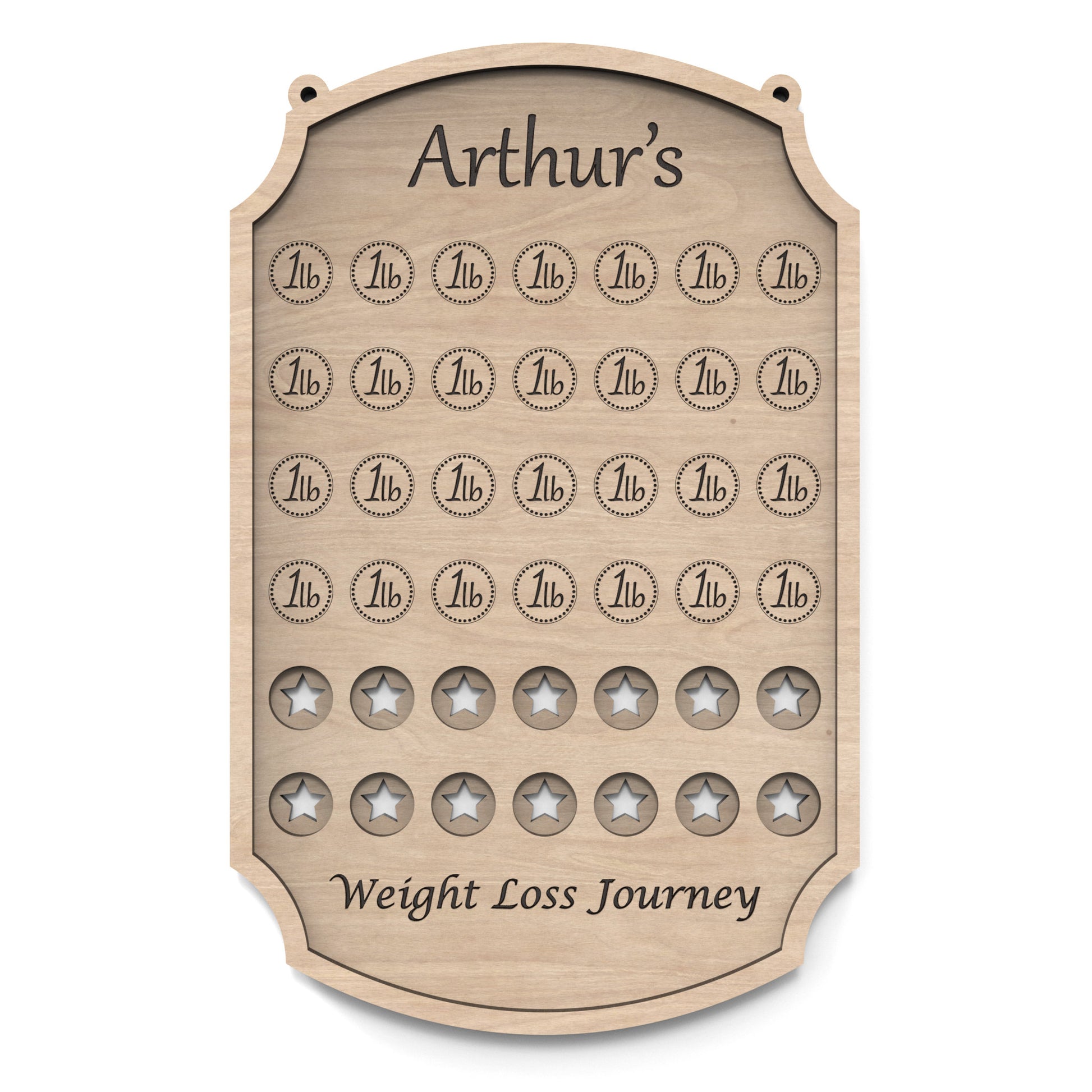 A 3 stone weight loss tracker chart made from our laser cutting files and available for digital download. Helping you celebrate every milestone on your journey to a healthier you.