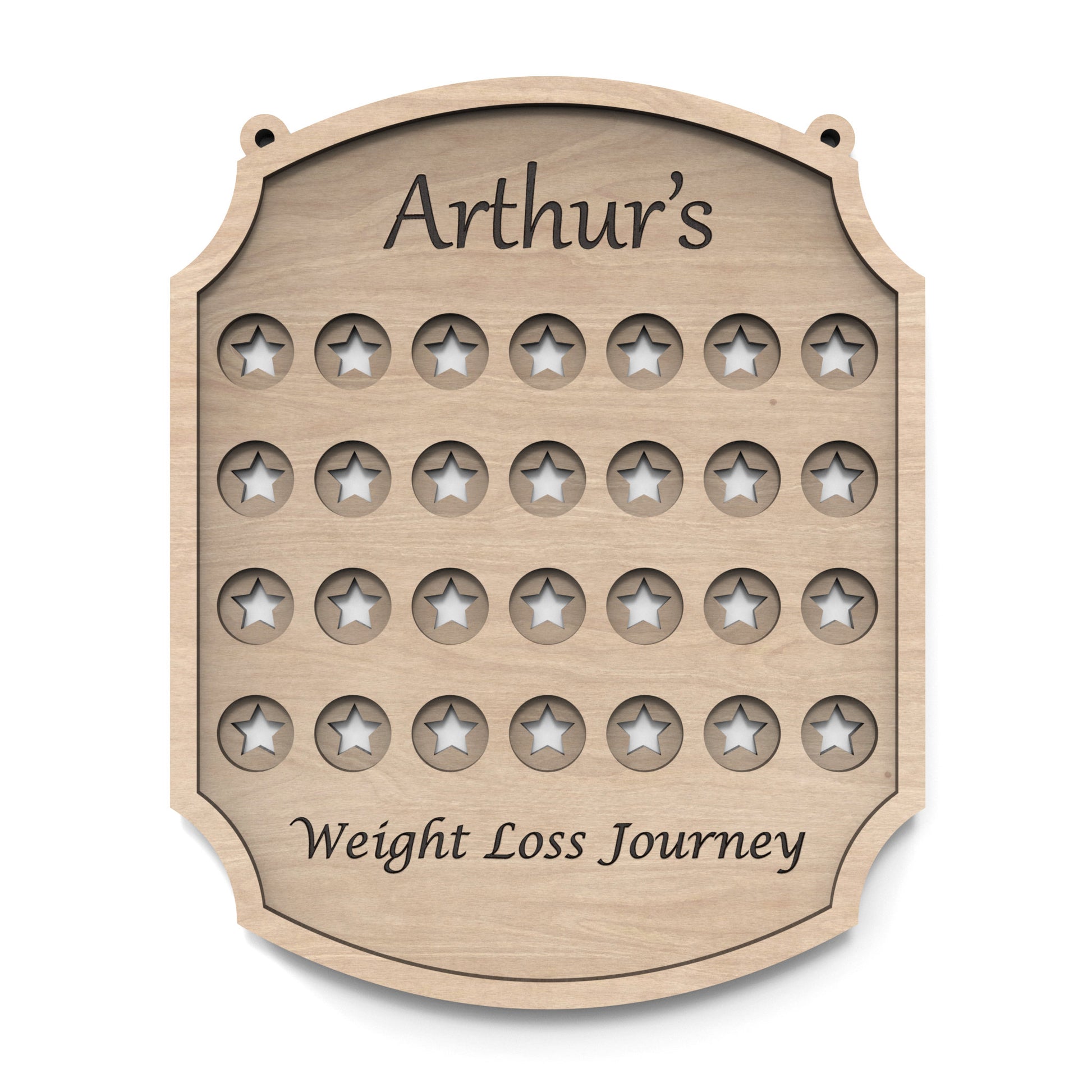 A 2 stone weight loss tracker chart made from our laser cutting files and available for digital download. Helping you celebrate every milestone on your journey to a healthier you.