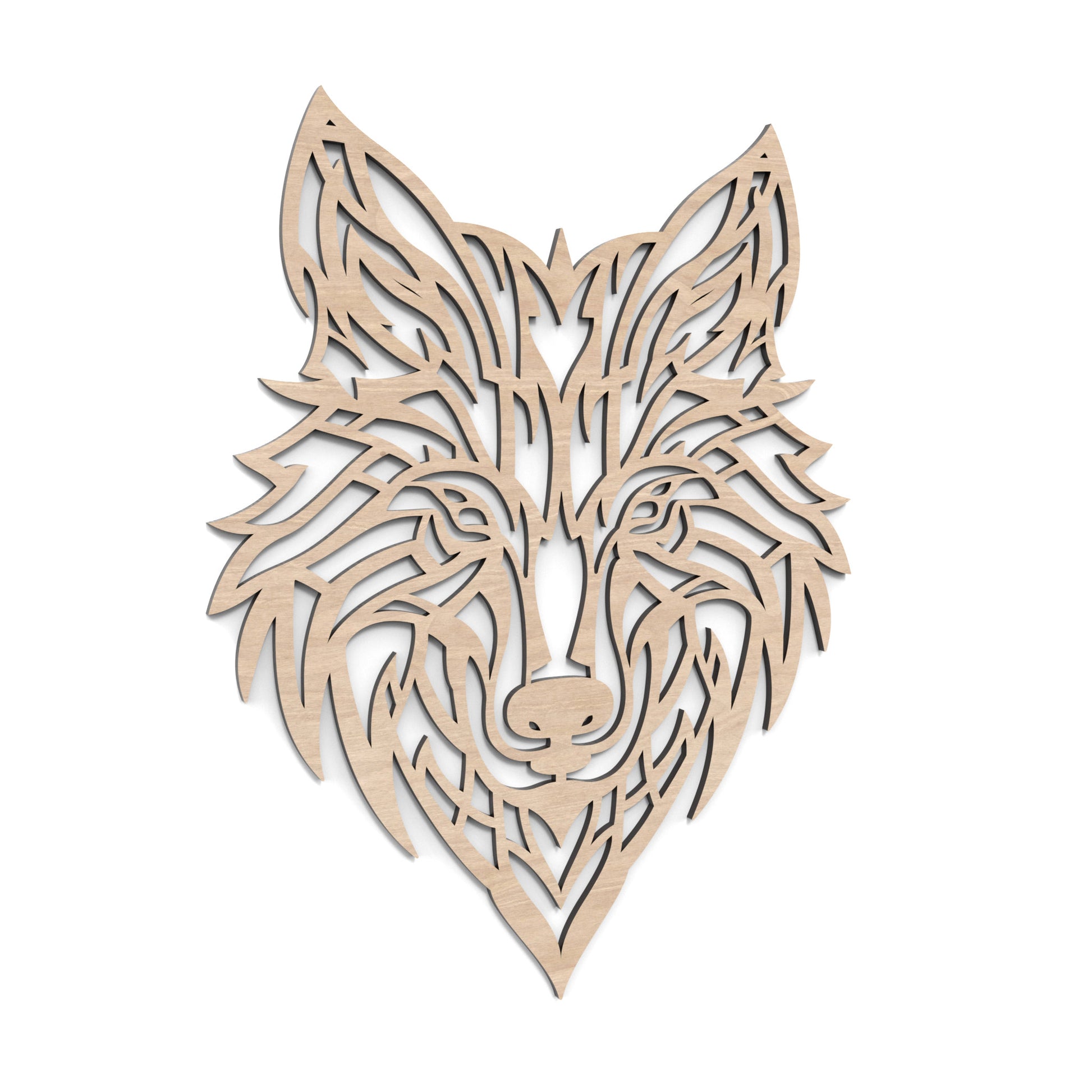 Wolf Mandala Wall Art made from our laser cutting files and available for digital download. The wolf head design combines nature's grandeur with contemporary style, perfect for enhancing any wall setting.