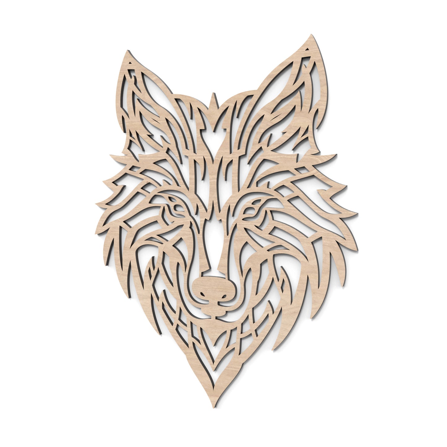 Wolf Mandala Wall Art made from our laser cutting files and available for digital download. The wolf head design combines nature's grandeur with contemporary style, perfect for enhancing any wall setting.